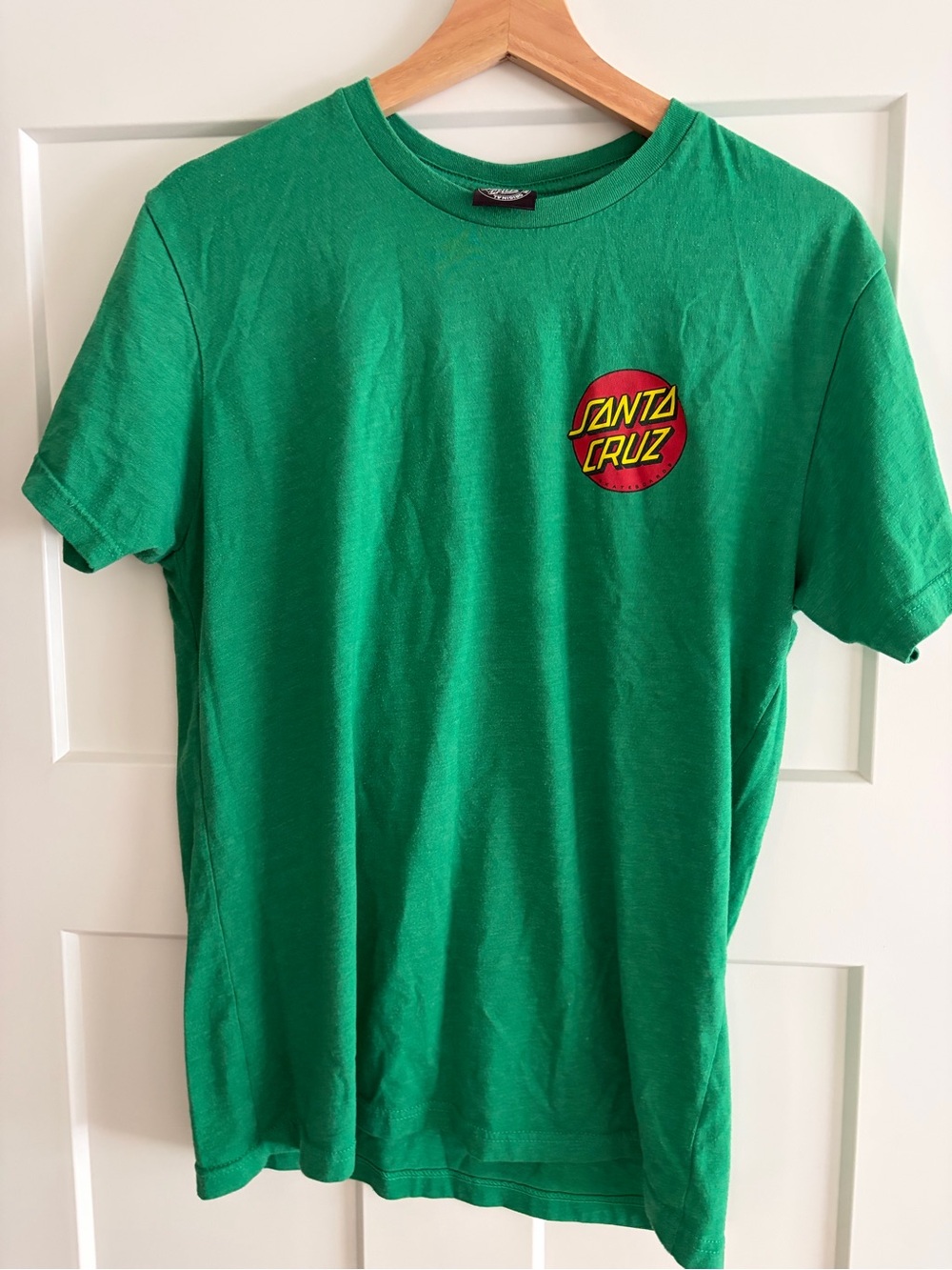 Santa Cruz Skateboards Green Tee with Red and Yellow Logo